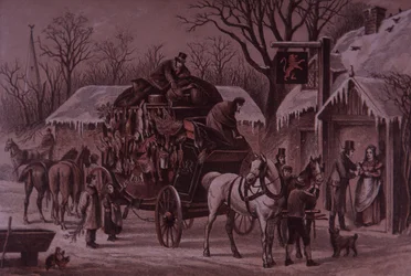 Noël sur la route, carrosse chargé de gibier festif
