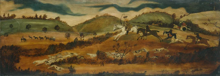 La chasse à la Tredegar (huile sur panneau)