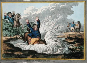 Arriver à la Mort, gravé par James Gillray (1757-1815) publié par Hannah Humphrey en 1800
