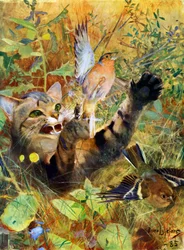 Un chat et un pinson, 1885