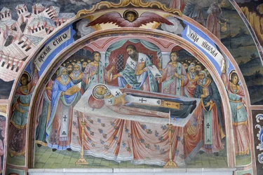 Bulgarie, Montagnes de Rila, Monastère de Rila, détail de fresque dans l