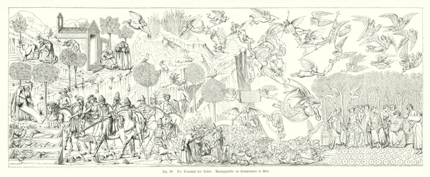Le Triomphe de la Mort, fresque au Camposanto Monumentale de Pise, Italie (gravure)