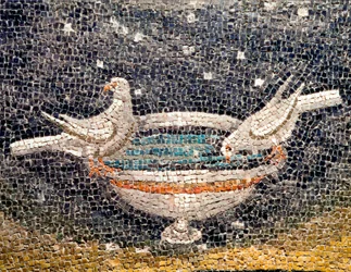 Art byzantin : « Colombes buvant à la fontaine ». Détail d