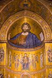 Image de Jésus, cathédrale Santa Maria Nuova, Monreale, Sicile, Italie, Europe