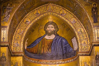 Image de Jésus, Cathédrale Santa Maria Nuova, Monreale, Sicile, Italie, Europe