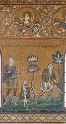Lamech tue Caïn, mosaïque byzantine, Cycle de l