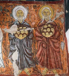 Saints patrons des innocents, fresque byzantine (1212), Gulsehir Karsi Kilise (Église Saint-Jean), Göreme (Liste du patrimoine mondial de l