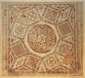 Sol en mosaïque du monastère byzantin de la forteresse de Deir Qala, 6e siècle après J.-C.