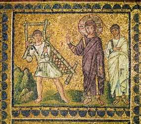 Jésus guérit un paralytique, VIe siècle (mosaïque)