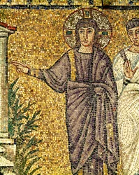 Jésus, détail de " La résurrection de Lazare ", VIe siècle (mosaïque)