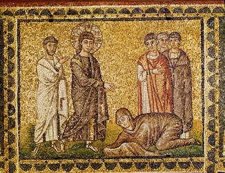 Jésus guérit la femme hémophile en présence d