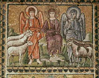 Jésus sépare les brebis des boucs (détail de mosaïques, VIe siècle)