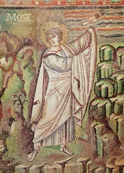 Moïse sur le mont Sinaï, figure au-dessus de la lunette représentant l