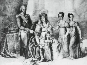 Portrait de Victor Emmanuel I, roi de Sardaigne et duc de Savoie, avec sa femme Maria Theresa d