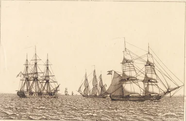 Une frégate au mouillage. Illustration pour "Linearperspectiven", Planche IXb