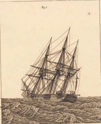 Une corvette en tempête. Illustration pour "Linearperspectiven", Planche X
