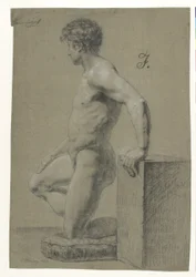 Figure de modèle masculin agenouillé, profil gauche