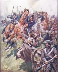 Cosaque et Russe réels du coup de sabre, illustration de 