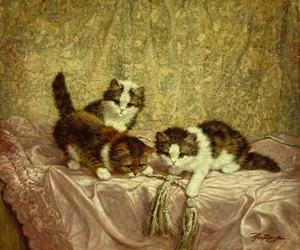Chatons joueurs (huile sur toile)