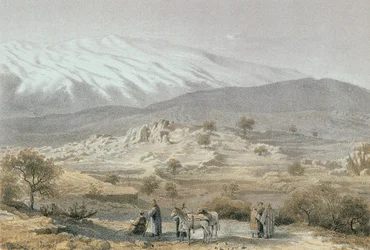 Mont Hermon. Gravure par Schacher - Steinkopk J.F. Editore