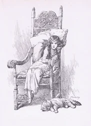 Appuyé dans le grand fauteuil, de L