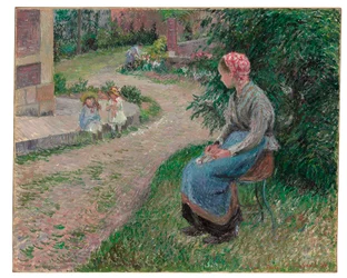 Un serviteur assis dans le jardin à Éragny, 1884
