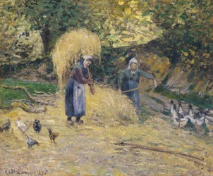 Paysans soulevant de la paille, Montfoucault, 1875