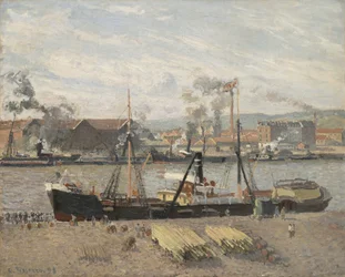 Port de Rouen, déchargement de bois, 1898