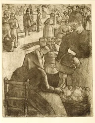 Marché aux légumes à Pontoise, 1891