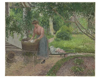 Blanchisseuse dans le jardin d