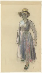 Une paysanne avec un chapeau de paille