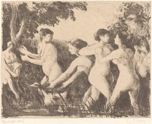 Baigneuses luttant, vers 1896
