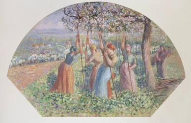 Conception pour un éventail: Les tuteurs de pois, 1890