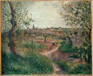 Le Chemin des Mathurins montant à travers champs, Pontoise (oil on canvas)