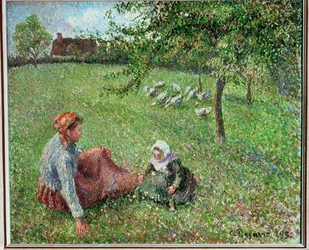 Le pâturage des oies (huile sur toile)