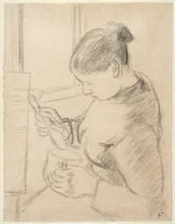 Jeune paysanne prenant son café