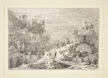 Paysage de montagne avec cinq ponts, de la série Vedute (Vues)