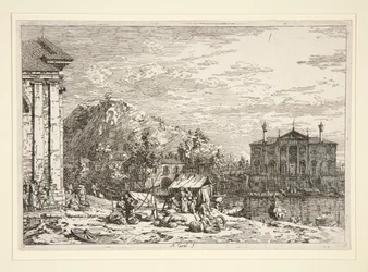 Le marché à Dolo, de la série Vedute (Vues)