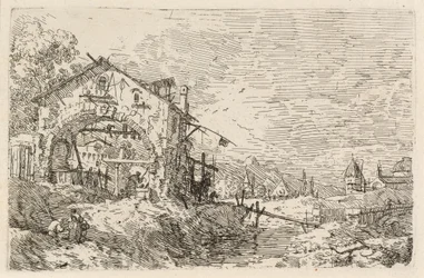 Paysage avec une femme à un puits