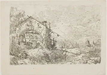 Paysage avec une femme à un puits, de Vedute