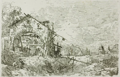 Paysage avec une femme à un puits, de Vedute