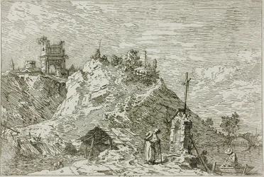 Paysage avec le pèlerin en prière, de Vedute
