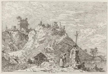 Paysage avec le pèlerin en prière [en haut à gauche], c. 1735-1746