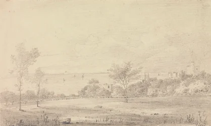 Paysage avec château au loin, Île de Wight