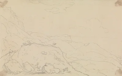 Esquisse de falaise et collines près du rivage