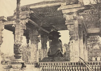 Grande Pagode, Grand Taureau, Vue de face, Tanjore, Inde Temple Rajarajesvara, 1857