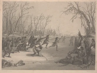 Jeu de balle des Indiens Dahcota (Sioux), gravure de Charles Kennedy Burt