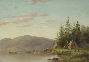 Campement chippewa sur le haut Mississippi, vers 1845 (huile sur toile)