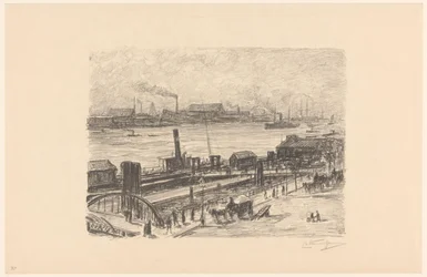 Vue sur les débarcadères de St. Pauli à Hambourg