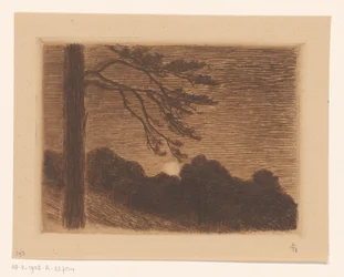 Paysage avec lune montante